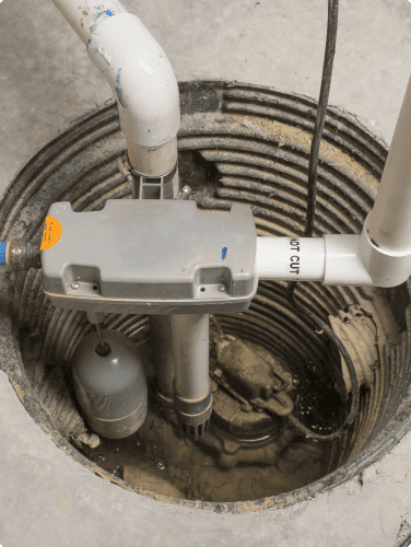 Sump pump installation pit float switch discharge pipe